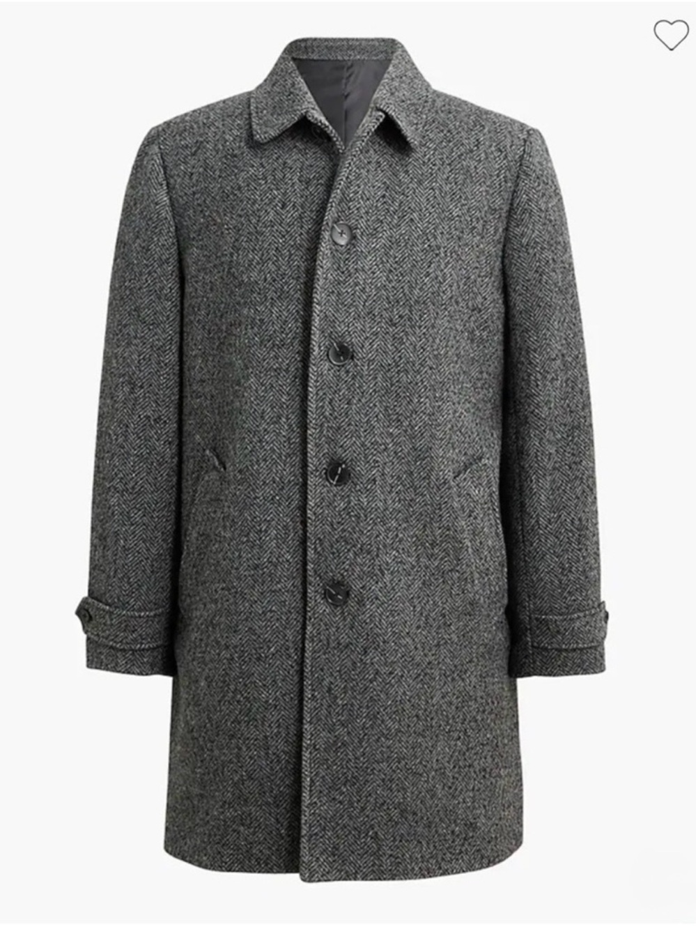 J.Crew Factory Thompson Wool-Blend Overcoat Black Gray Herringbone | 42R
